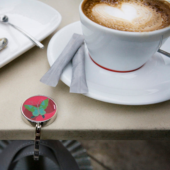 Pink Butterfly Hang'em High® Foldable Purse Hanger