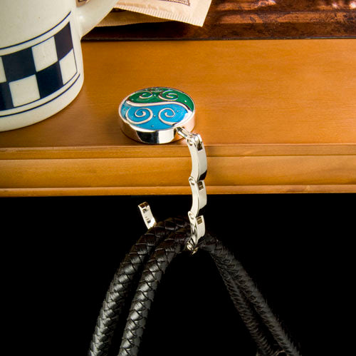 aqua purse hanger, blue purse hanger, aqua swirl purse hanger, purse hangers