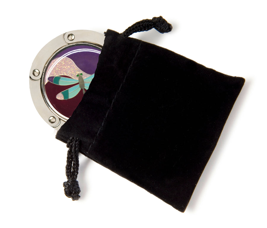Personalized Folding Bag Hanger - Beige Dragonfly Handbag Hook for