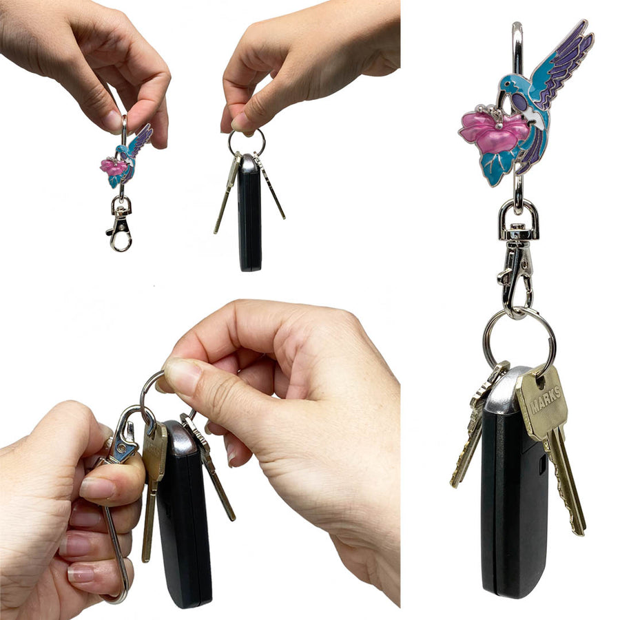 Finders Key Purse Pink & Blue Hummingbird Key Finder